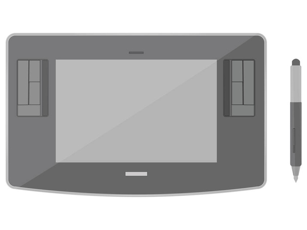 Grafik-Tablet - isoliert auf weißem Hintergrund - flacher Stil - Kunstvektor - Vektor, Bild