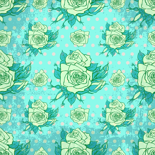Vector vintage wallpaper with seamless rose pattern - Вектор,изображение