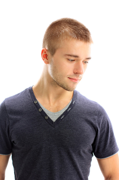 Young man looking down isolated - Foto, imagen