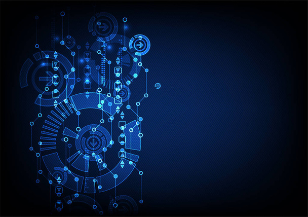 Fondo tecnológico abstracto de color azul con varios elementos. Vector
 - Vector, imagen