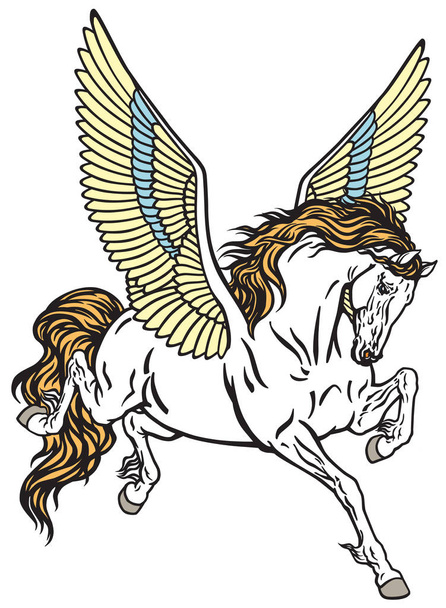 Pegasus Kanatlı ilahi at. Dövme stil vektör çizim - Vektör, Görsel