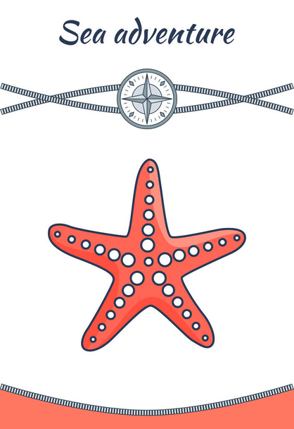 Sea Adventure Starfish Poster Vector Illustration - Vecteur, image