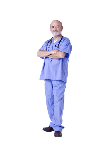 a male doctor posing on a white background - Фото, изображение
