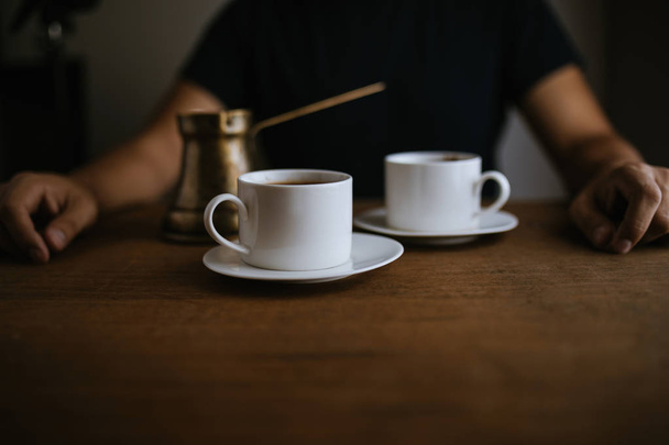 Two Cups Of Turkish Coffee On The Table - Фото, зображення