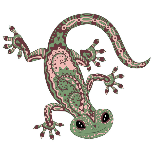 Kolorowe gecko w stylu wzorzyste. - Wektor, obraz