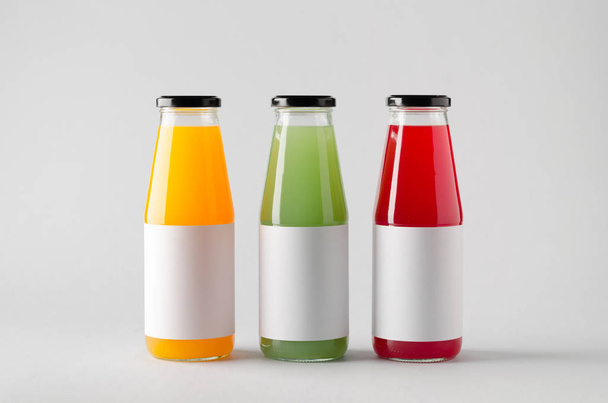 Juice Bottle Mock-Up - Three Bottles. Blank Label - Fotoğraf, Görsel