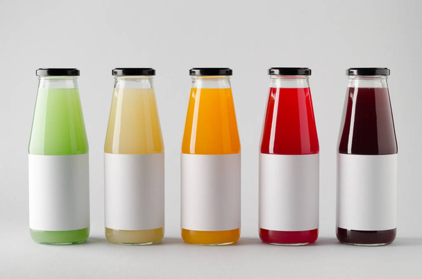 Juice Bottle Mock-Up - Multiple Bottles. Blank Label - 写真・画像
