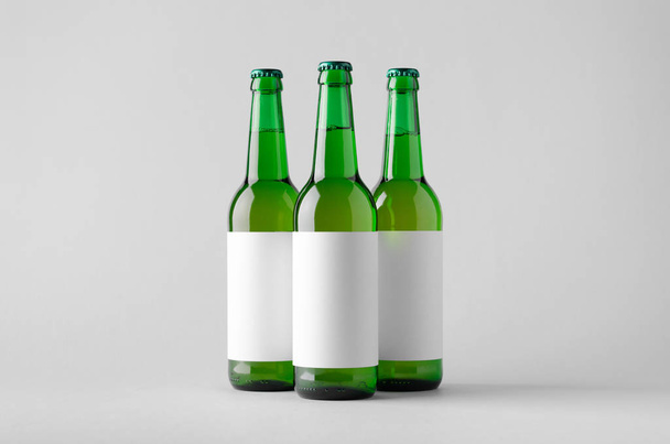 Beer Bottle Mock-Up - Three Bottles. Blank Label - Foto, imagen