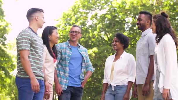 Glückliche Freunde machen High Five im Park - Filmmaterial, Video