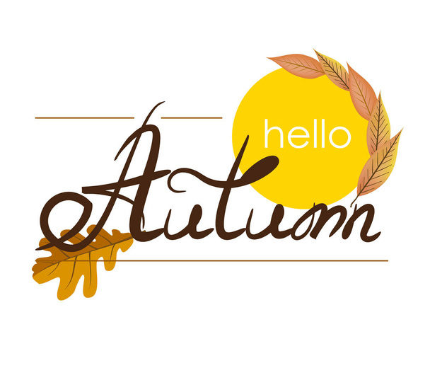 Vector illustration for autumn with lettering and autumn leaves - Vector, Image