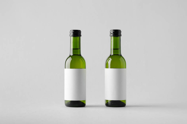 Wine Quarter / Mini Bottle Mock-Up - Two Bottles. Blank Label - 写真・画像