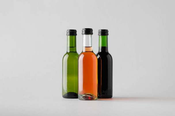 Wine Quarter / Mini Bottle Mock-Up - Three Bottles - Foto, Imagem