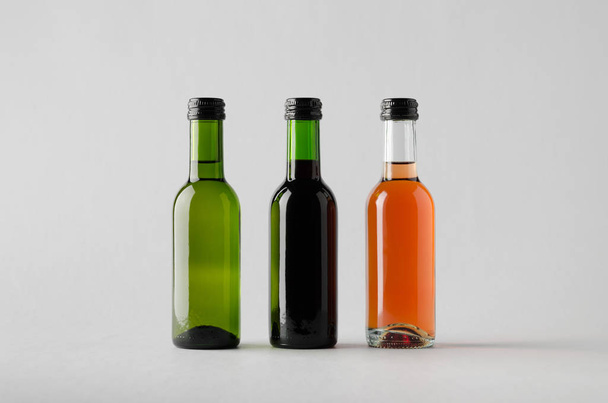 Wine Quarter / Mini Bottle Mock-Up - Three Bottles - 写真・画像