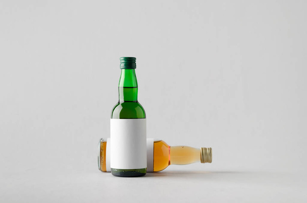 Miniature Spirits / Liquor Bottle Mock-Up - Two Bottles. Blank Label - Fotografie, Obrázek