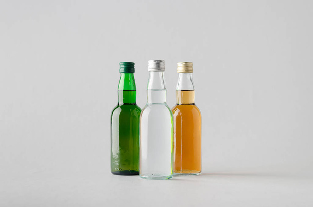Miniature Spirits / Liquor Bottle Mock-Up - Three Bottles - Fotografie, Obrázek