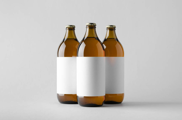 Beer Bottle Mock-Up - Three Bottles. Blank Label - Photo, Image
