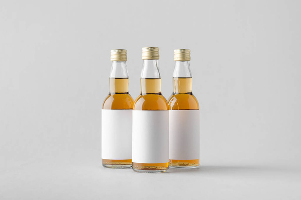 Miniature Spirits / Liquor Bottle Mock-Up - Three Bottles. Blank Label - Photo, Image