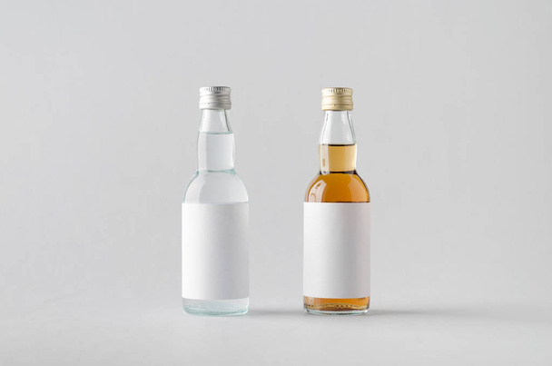 Miniature Spirits / Liquor Bottle Mock-Up - Two Bottles. Blank Label - Photo, image