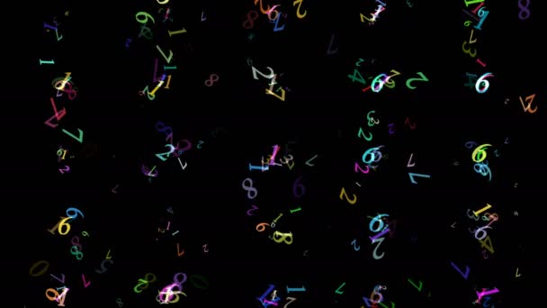animierter Computer-Bildschirmschoner mit beweglichen farbigen Symbolen auf schwarzem Hintergrund - Filmmaterial, Video