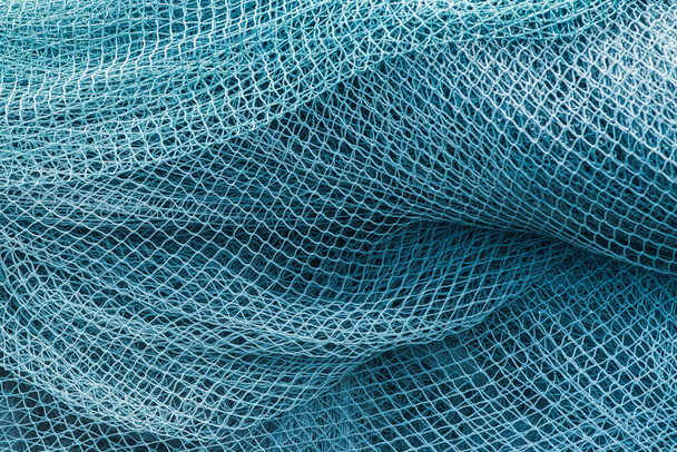 Primer plano de viejas redes de pesca azules. textura abstracta
 - Foto, imagen