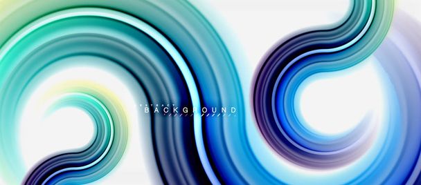 Regenbogen flüssige Farblinie abstrakter Hintergrund - Wirbel und Kreise, verdrehte flüssige Farben Design, bunte Marmor oder Kunststoff wellenförmige Textur Hintergrund, bunte Vorlage für Unternehmen oder Technologie - Vektor, Bild
