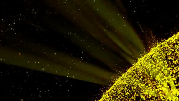 Προφύλαξη οθόνης υπολογιστή κινούμενα με μετακίνηση κόκκινο και κίτρινο μόρια προσομοιώνοντας το διάστημα - Πλάνα, βίντεο