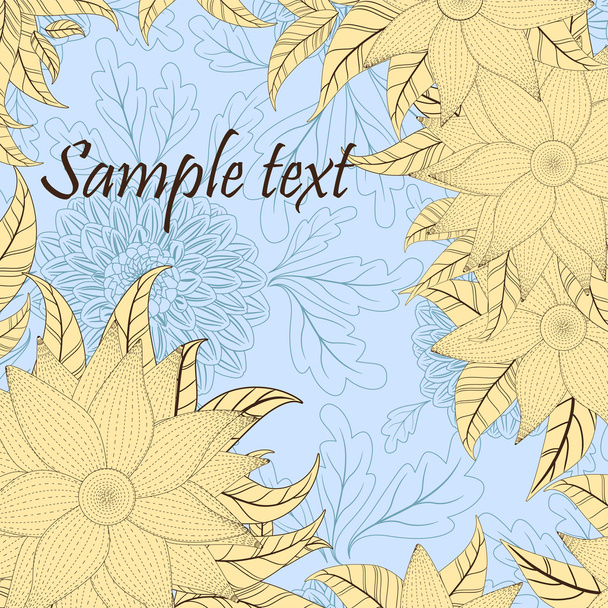 Retro background with stylized garden flowers - Vector, imagen