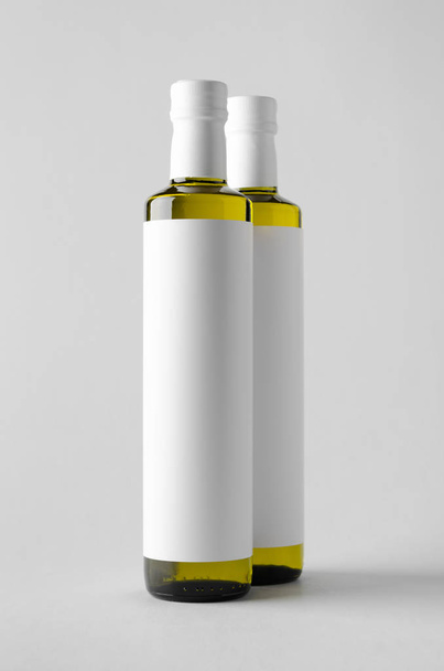 Olive / Sunflower / Sesame Oil Bottle Mock-Up - Two Bottles. Blank Label - 写真・画像