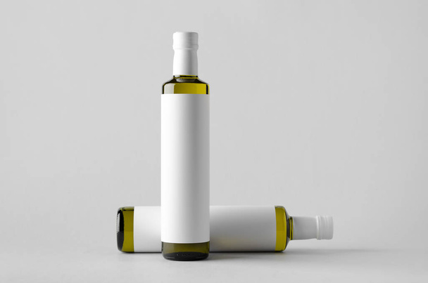 Olive / Sunflower / Sesame Oil Bottle Mock-Up - Two Bottles. Blank Label - Photo, Image