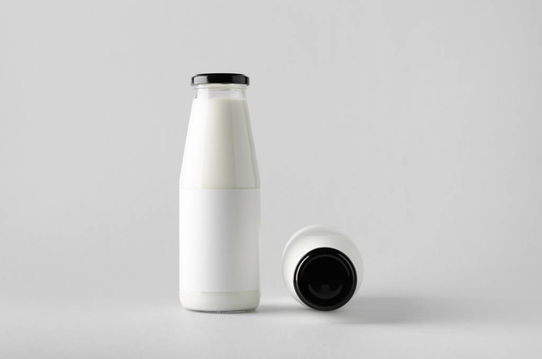 Milk Bottle Mock-Up - Two Bottles. Blank Label - Foto, Imagem
