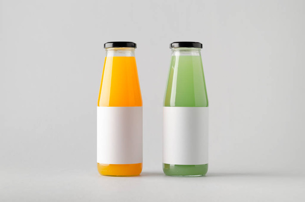 Juice Bottle Mock-Up - Two Bottles. Blank Label - 写真・画像
