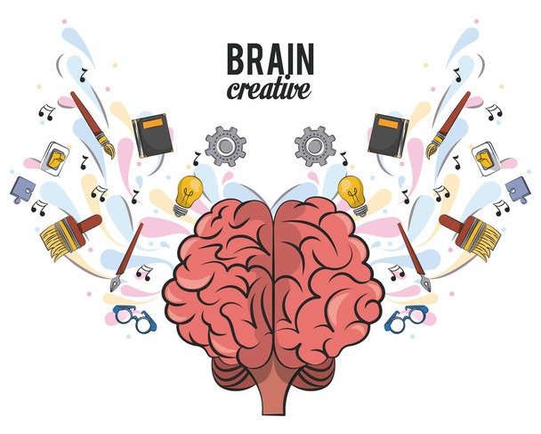 Creative brain cartoons - Vector, Image