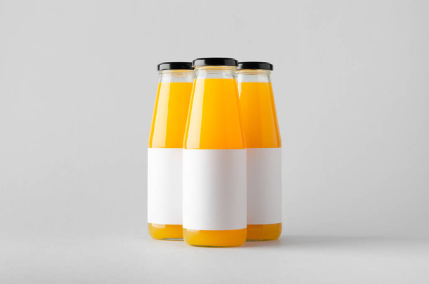 Juice Bottle Mock-Up - Three Bottles. Blank Label - Foto, Imagen