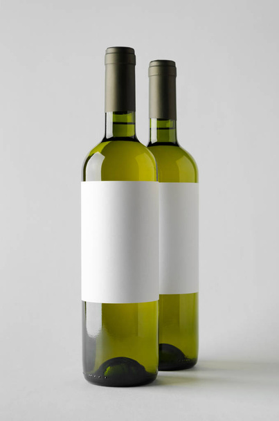 Wine Bottle Mock-Up - Two Bottles. Blank Label - 写真・画像