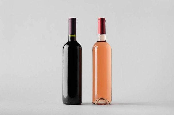 Wine Bottle Mock-Up - Two Bottles - 写真・画像