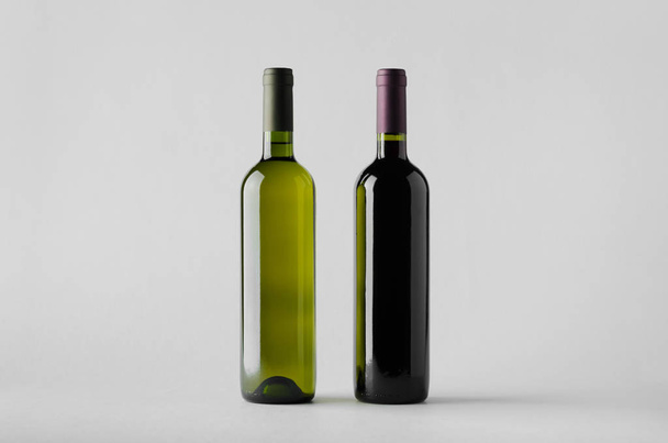 Wine Bottle Mock-Up - Two Bottles - Foto, imagen
