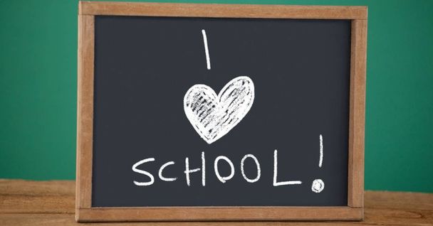 Digital composite of I love school Education drawing on blackboard - Фото, зображення