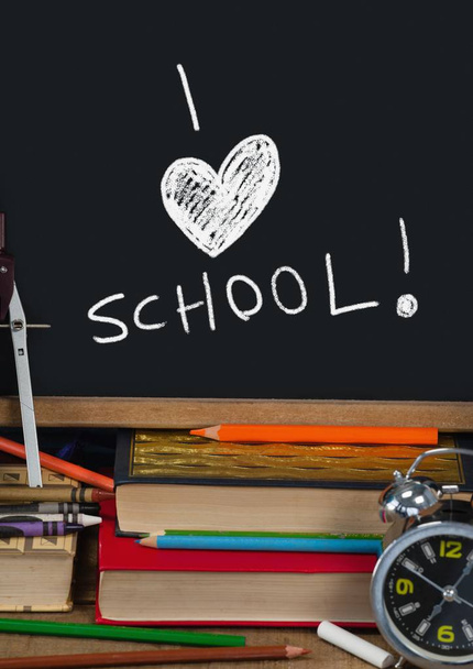 Digital composite of I love school Education writing on blackboard - Foto, imagen