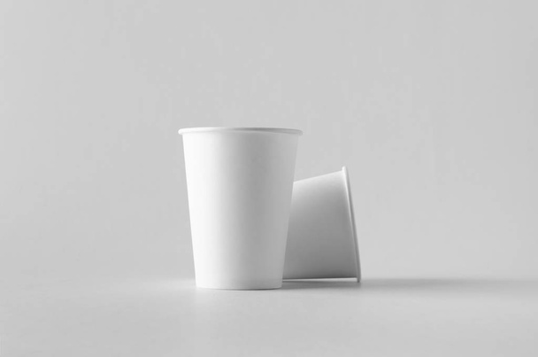 12 oz. white coffee paper cup mock-up without lid. - Fotó, kép
