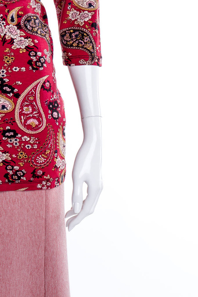 Close up mannequin hand, red stylish clothes. - Photo, Image