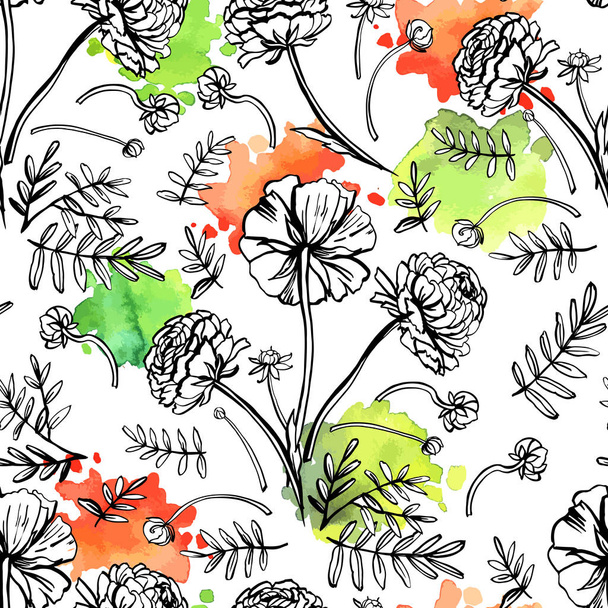 Decorative floral pattern, vector, illustration - Vector, Imagen
