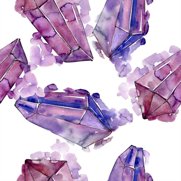 Colorful diamond rock jewelry mineral. Seamless background pattern. Fabric wallpaper print texture. Geometric quartz polygon crystal stone mosaic shape amethyst gem. - Foto, afbeelding