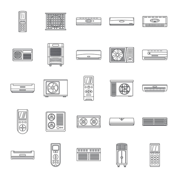 Conditioner air filter icons set, outline style - ベクター画像