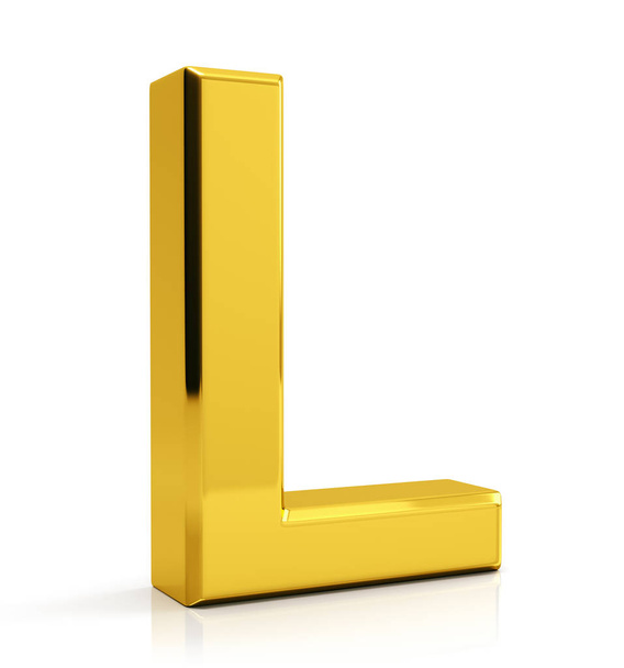 3D-gold letter L geïsoleerd op witte achtergrond - Foto, afbeelding