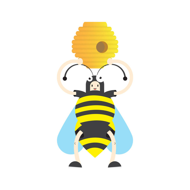 ein Junge im Bienenkostüm, Vektorbild, flaches Design, Comicfigur - Vektor, Bild