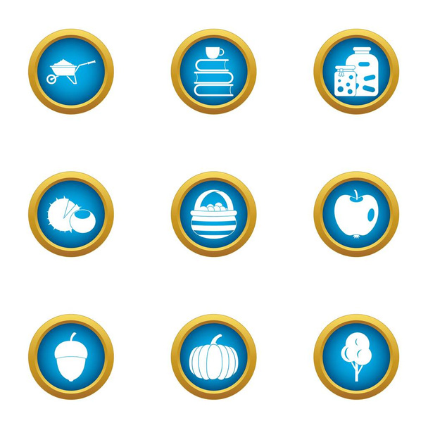 Forest day icons set, flat style - Vecteur, image