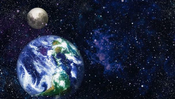 Ziemia i księżyc zaćmienie, niezwykle szczegółowy obraz, w tym elementy dostarczone przez Nasa. - Zdjęcie, obraz