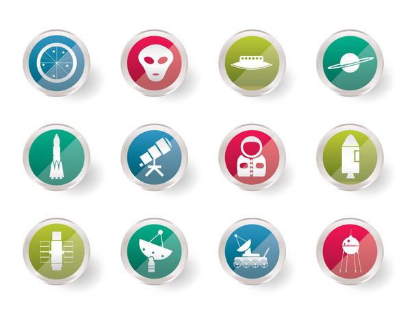 Astronautics and Space Icons over colored background - Vector Icon Set - Διάνυσμα, εικόνα