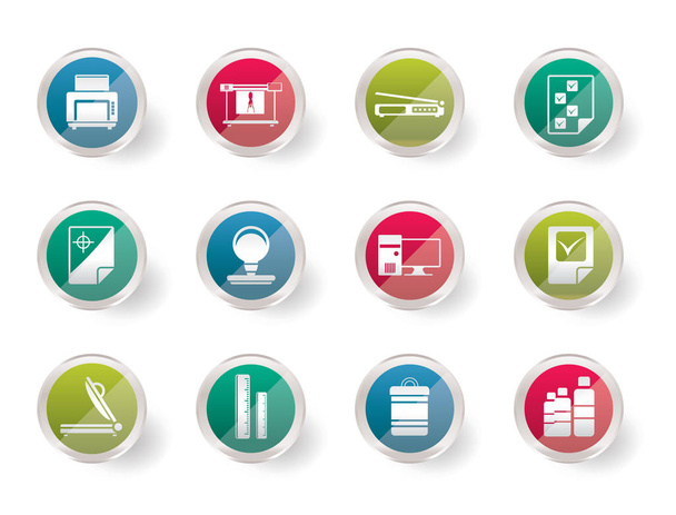 Print industry Icons over colored background - Vector icon set 2 - Vector, Imagen