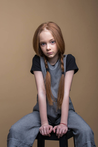 Studio shot of beautiful young redhead girl - Photo, image